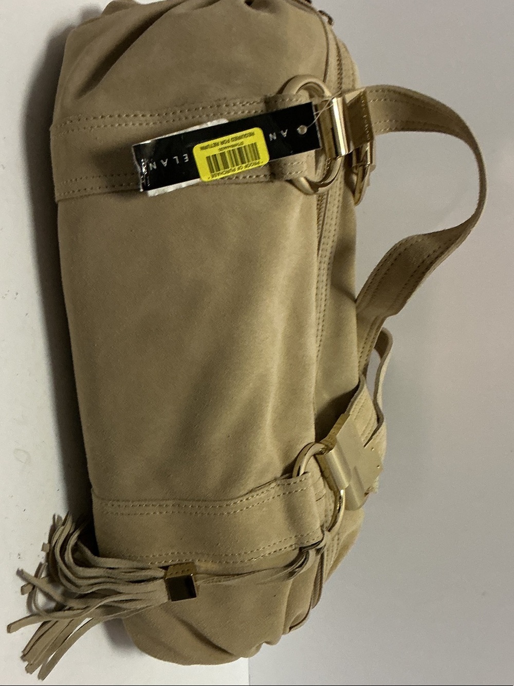 ANTONIO MELANI Beige Suede Shoulder Bag with Tassel